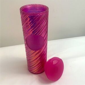STARBUCKS textured twist hot pink 16OZ insulated tumbler travel cup Holiday 2022